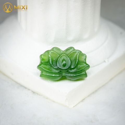 Mặt Đá Ngọc Bích Nephrite Hình Hoa Sen