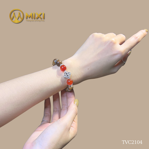 VT Gỗ Trầm Hương Sánh Chìm_10_Mix Charm Bạc Cát Tường_Hạt Đá Mã Não Đỏ