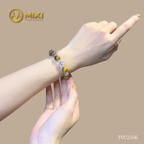 VT Gỗ Trầm Hương Sánh Chìm_10_Mix Charm Bạc Cát Tường_Hạt Đá MH Nâu 1A