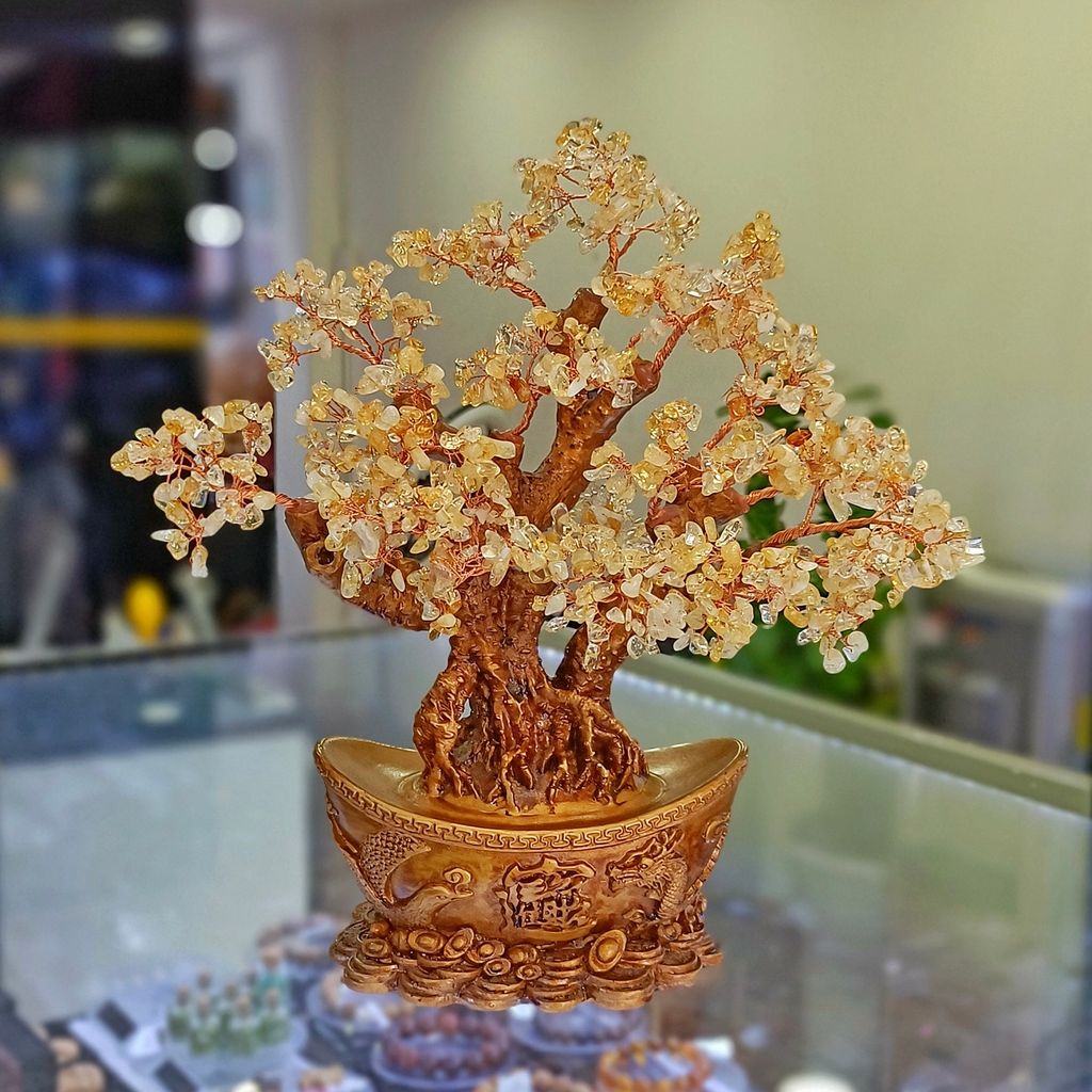 Cây Tài Lộc Thạch Anh Vàng Thỏi Vàng