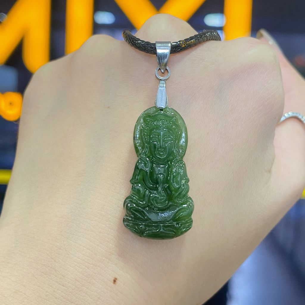 Mặt Dây Phật Quan Âm Ngọc Bích Nephrite