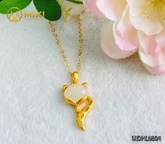 Mặt Dây Chuyền Hồ Ly Ngọc Bích Trắng Mạ Vàng