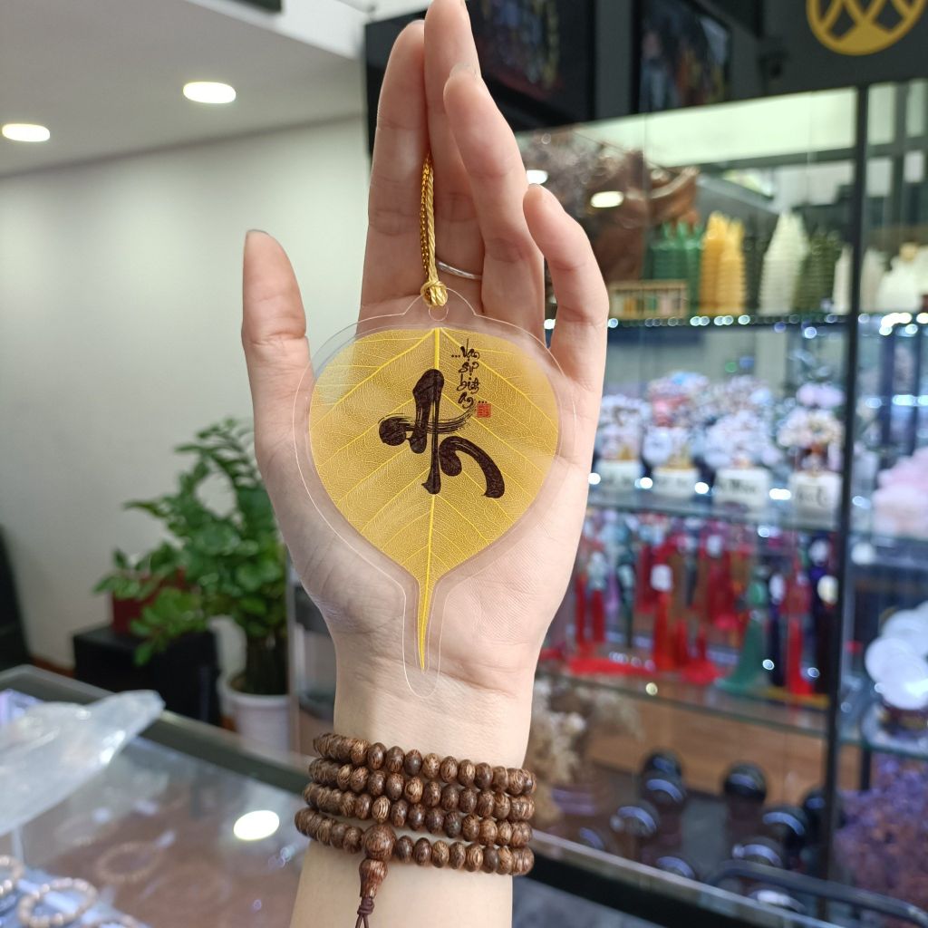 Lá Bồ Đề Màu Vàng In Chữ