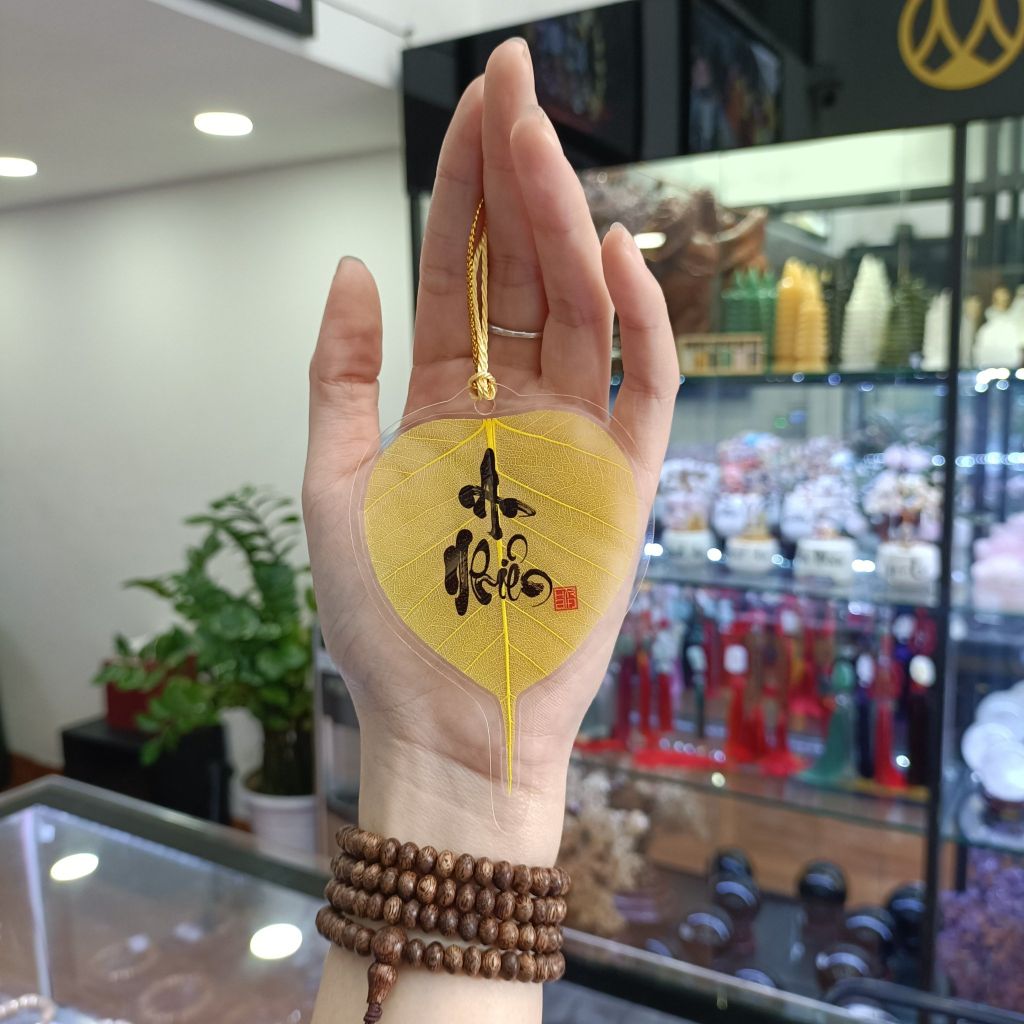 Lá Bồ Đề Màu Vàng In Chữ