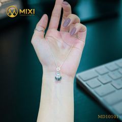 Mặt Dây Túi Tiền Lam Ngọc 2A Hình Oval Bọc Bạc