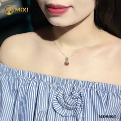 Mặt Dây Túi Tiền Thạch Anh Tóc Đỏ 2A Hình Oval Bọc Bạc