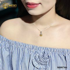 Mặt Dây Túi Tiền Thạch Anh Tóc Vàng 2A Hình Oval Bọc Bạc