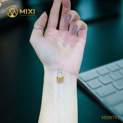 Mặt Dây Túi Tiền Thạch Anh Tóc Vàng 2A Hình Oval Bọc Bạc