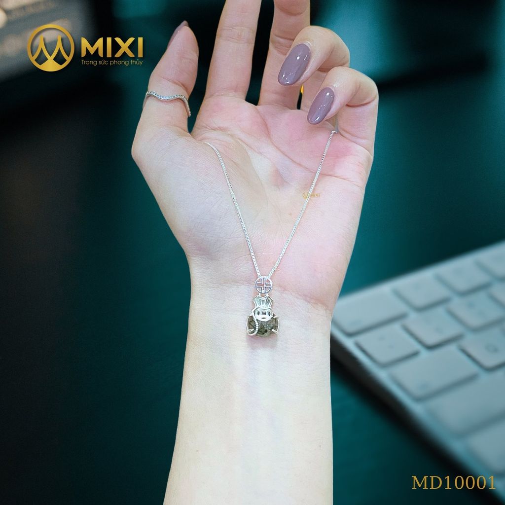 Mặt Dây Túi Tiền Thạch Anh Tóc Xanh 2A Hình Oval Bọc Bạc