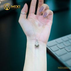 Mặt Dây Túi Tiền Thạch Anh Tóc Xanh 2A Hình Oval Bọc Bạc