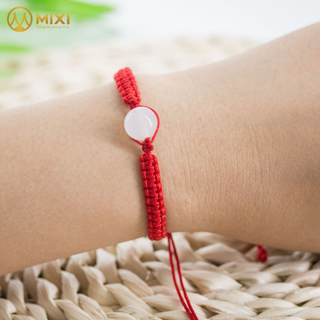 Vòng Tay Chỉ Đỏ Mix Hạt Đá Mã Não Trắng