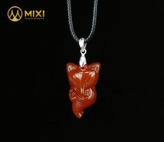 Mặt Dây Hồ Ly Mã Não Đỏ Đuôi Dài