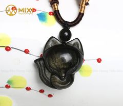 Mặt Dây Hồ Ly Obsidian Rainbow Baby