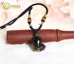 Mặt Dây Hồ Ly Thạch Anh Đen Khói 2A Ôm Hoa