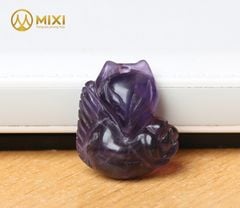 Mặt Dây Hồ Ly Thạch Anh Tím 1A Ôm Hoa