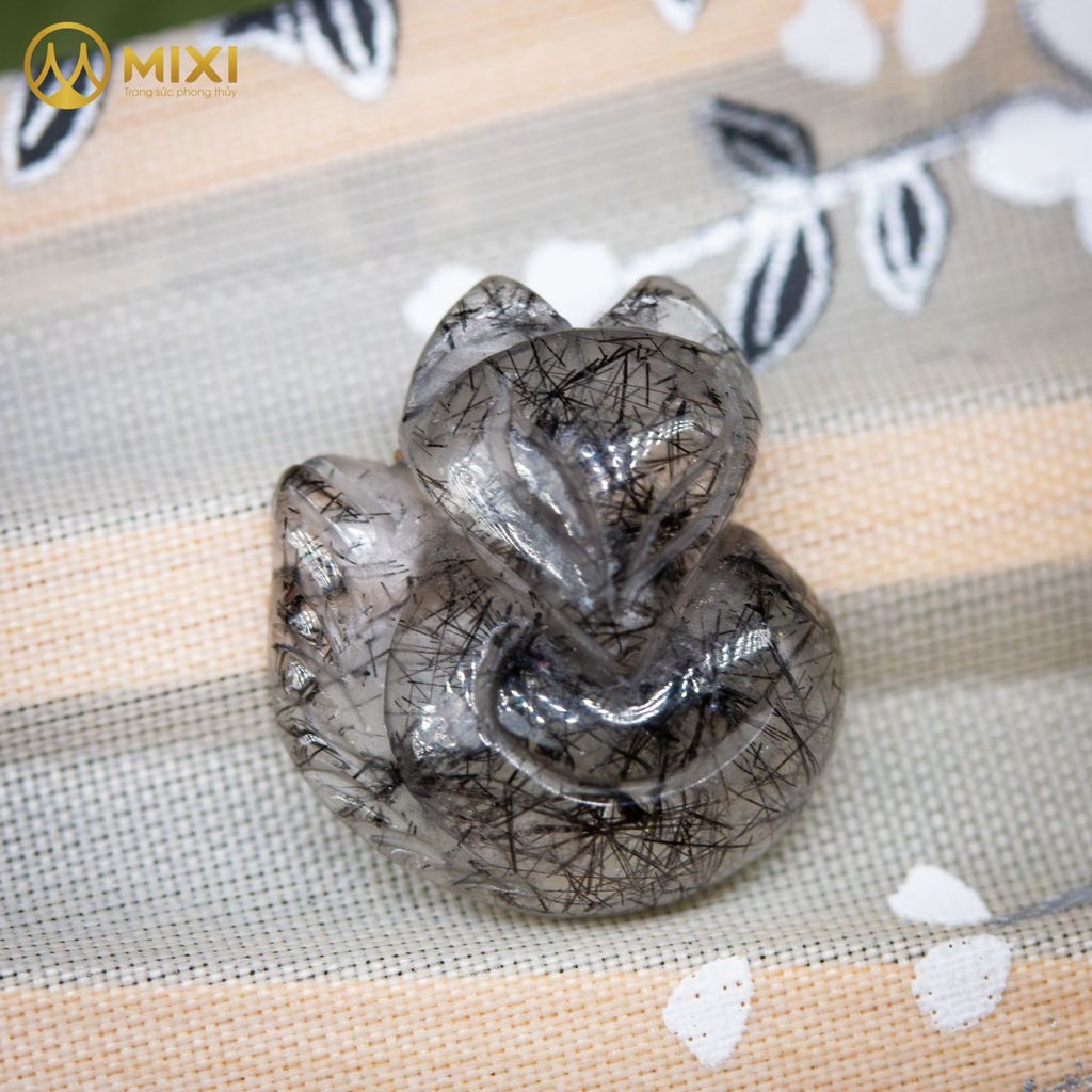 Mặt Dây Hồ Ly Thạch Anh Tóc Đen 2A