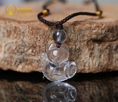 Mặt Dây Hồ Ly Thạch Anh Trắng 1A Ôm Hoa