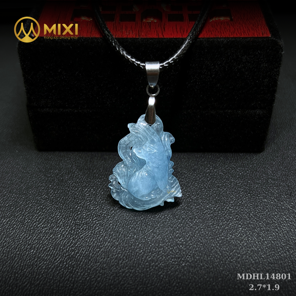 Mặt Dây Cửu Vĩ Hồ Ly Aquamarine