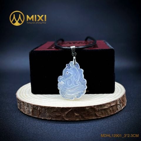 Mặt Dây Cửu Vĩ Hồ Ly Mã Não Trắng