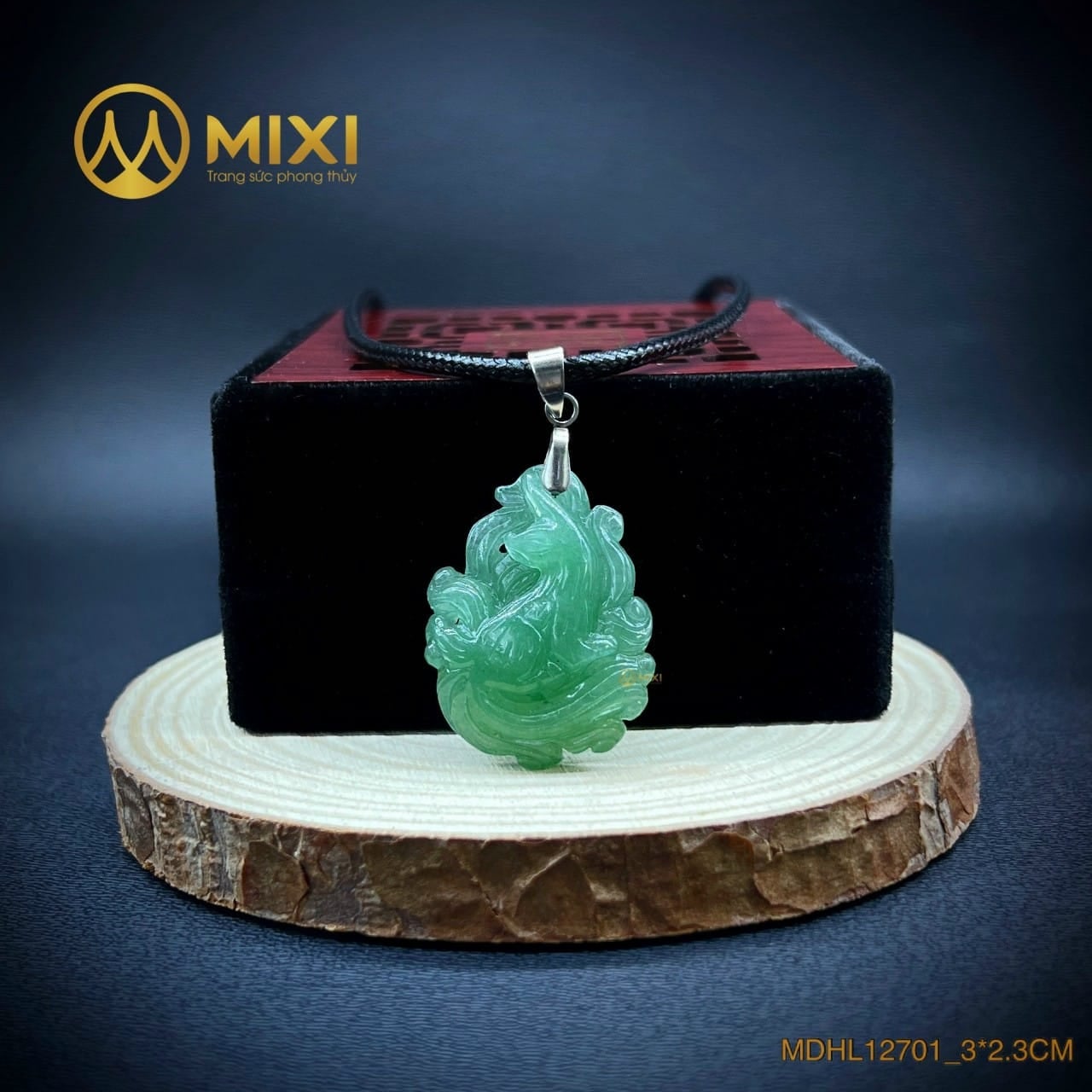 Mặt Dây Cửu Vĩ Hồ Ly Thạch Anh Xanh