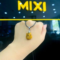 Mặt Dây Hồ Ly Mắt Hổ Nâu 2A Ôm Hoa
