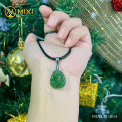 Mặt Dây Hồ Ly Ngọc Nephrite 2A Chúa Ôm Đồng Tiền