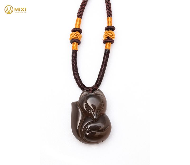 Mặt Dây Hồ Ly Núi Lửa Obsidian Khói