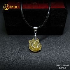 Mặt Dây Hồ Ly Thạch Anh Tóc Vàng 3A Ôm Hoa