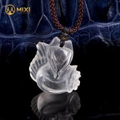 Mặt Dây Hồ Ly Thạch Anh Trắng 2A Ôm Hoa