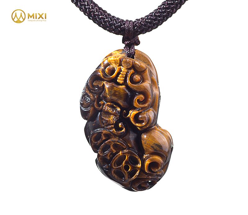 Mặt Dây Tỳ Hưu Mắt Hổ Nâu 1A