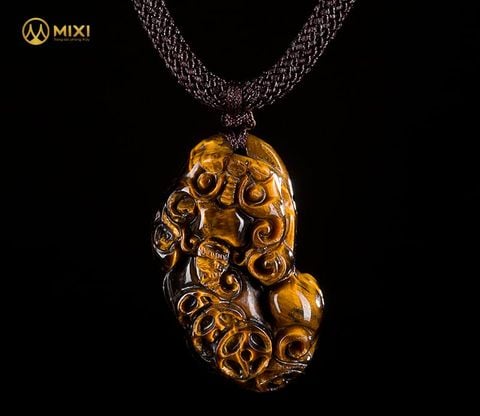 Mặt Dây Tỳ Hưu Mắt Hổ Nâu 1A