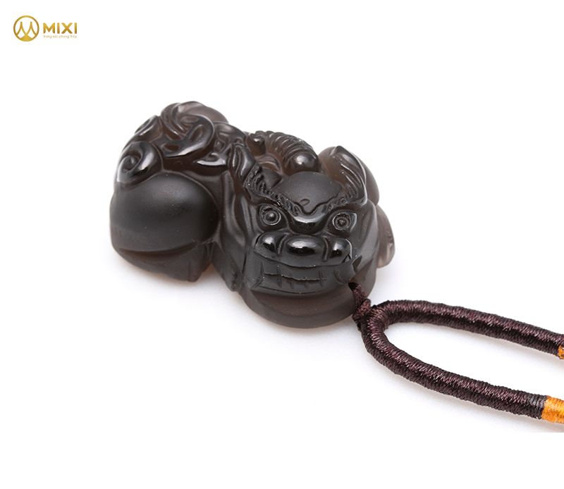 Mặt Dây Tỳ Hưu Obsidian Khói