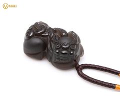 Mặt Dây Tỳ Hưu Obsidian Khói
