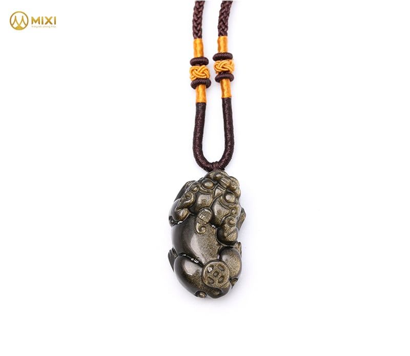 Mặt Dây Tỳ Hưu Obsidian Rainbow