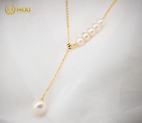 Dây Chuyền Màu Vàng Chuỗi Ngọc Trai Trắng