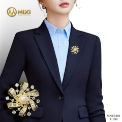 Trâm Cài Áo Đính Đá Và Ngọc Trai Cao Cấp Hình Bông Hoa
