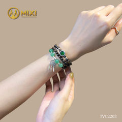 Chuỗi 3 Vòng Gỗ Trầm Hương Sánh Chìm 1A_6_Mix Charm Bạc Lưới Giấc Mơ