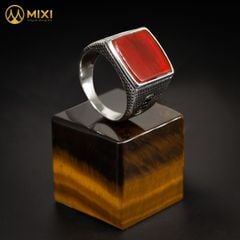 Nhẫn Bạc Nam Mặt Đá Mã Não Đỏ