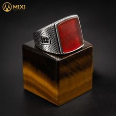 Nhẫn Bạc Nam Mặt Đá Mã Não Đỏ