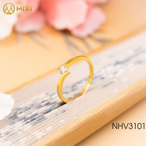 Nhẫn Nữ Mặt Đá Trắng Vàng 10K