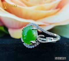 Nhẫn Bạc Ngọc Bích Nephrite Hình Oval