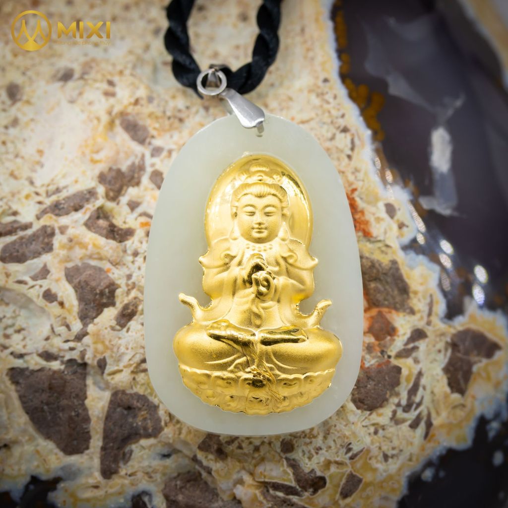 PBM Như Lai Đại Nhật Ngọc Bích Nephrite Mạ Vàng