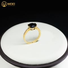 Nhẫn Nữ Mặt Đá Tektite Giác Tròn Vàng 10K_Sủi Đá