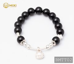 VT Đá Núi Lửa Obsidian_10 Mix Charm Mèo Thần Tài Treo Bạc 999_BMTT02