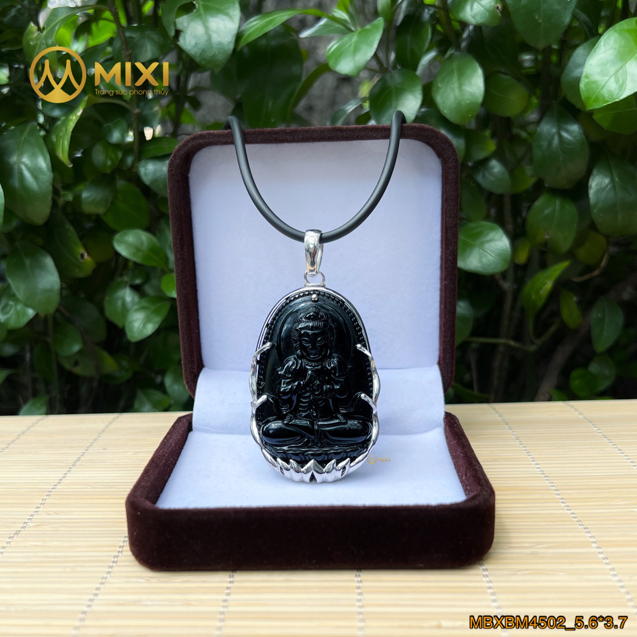 PBM Như Lai Đại Nhật Núi Lửa Obsidian Bọc Xi Vàng Trắng