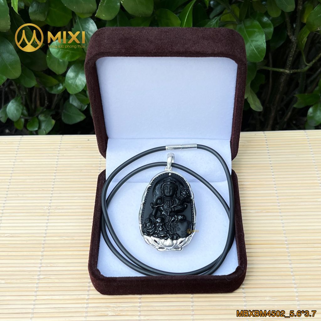 PBM Phổ Hiền Bồ Tát Núi Lửa Obsidian Bọc Xi Vàng Trắng