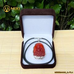 PBM Văn Thù Bồ Tát Mã Não Đỏ Bọc Bạc