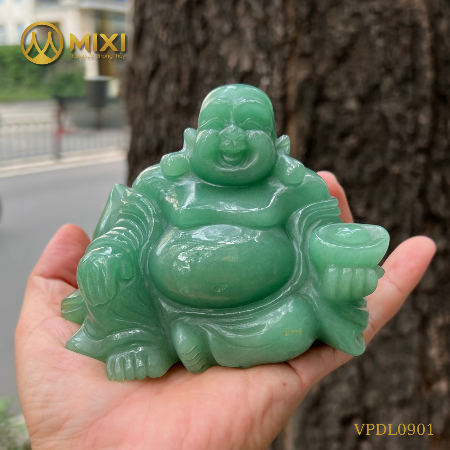 Phật Di Lặc Thạch Anh Xanh Aven