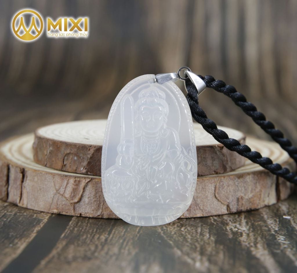 PBM Văn Thù Bồ Tát Mã Não Trắng