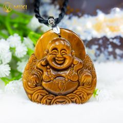 Mặt Dây Phật Di Lặc Mắt Hổ Nâu